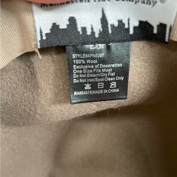 Manhattan Hat Company Wool Fedora Hat BOHO CITY CHIC Taupe Detail adjustable - Picture 5 of 15